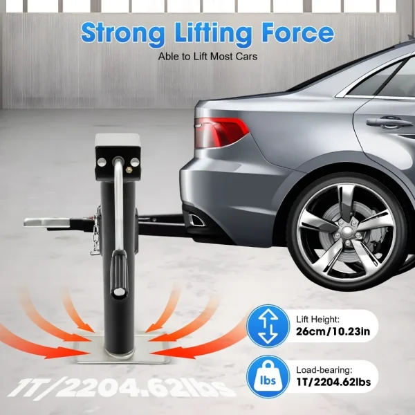 2000lbs Heavy Duty Trailer Jack 10" Vertical Travel Weld-on Pipe Mount Swivel Trailer Jack with Support Base for RV Trailer 1pcs - Image 3