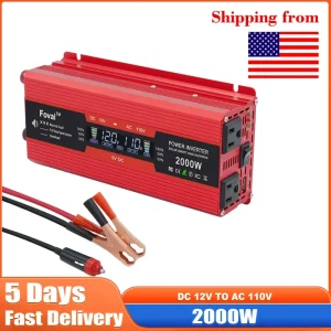 2000W Peak Power 1000W Rated Power Car Power Inverter DC 12V to AC 110V USB Car Adapter Converter Improved Multi-function Socket