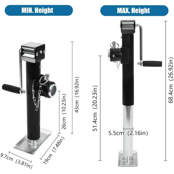 2000lbs Heavy Duty Trailer Jack 10" Vertical Travel Weld-on Pipe Mount Swivel Trailer Jack with Support Base for RV Trailer 1pcs - Image 6